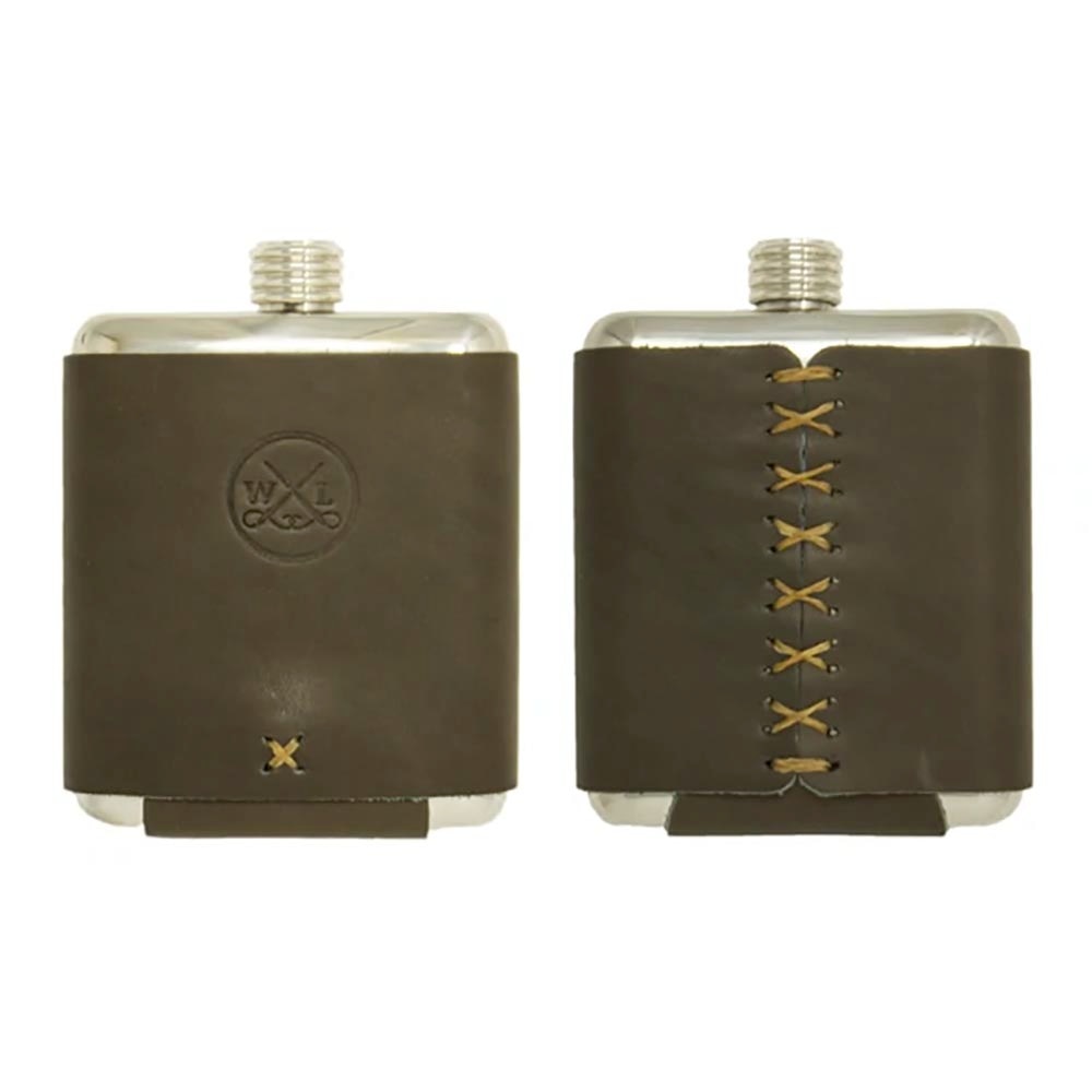 Whiskey Leatherwoks Stillwater Stainless Flask in Slate Grey